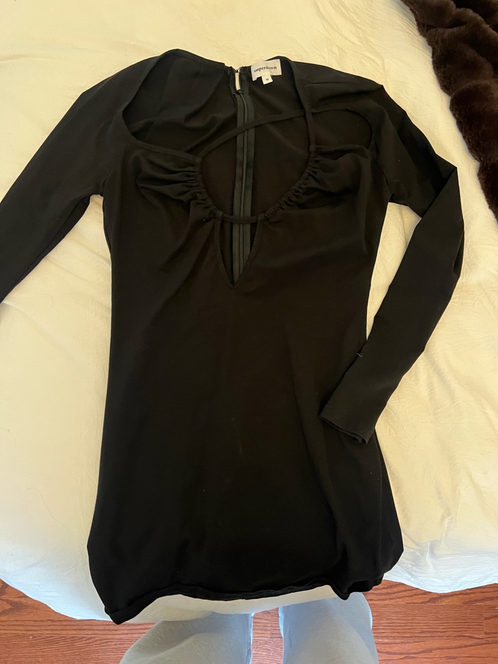 REVOLVE Black Long Sleeve Cutout Mini Dress